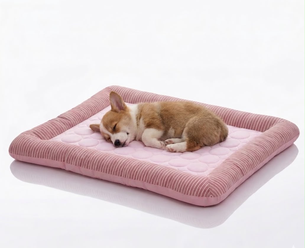 Chien endormi sur son matelas rafraîchissant IceDream, détendu malgré la chaleur